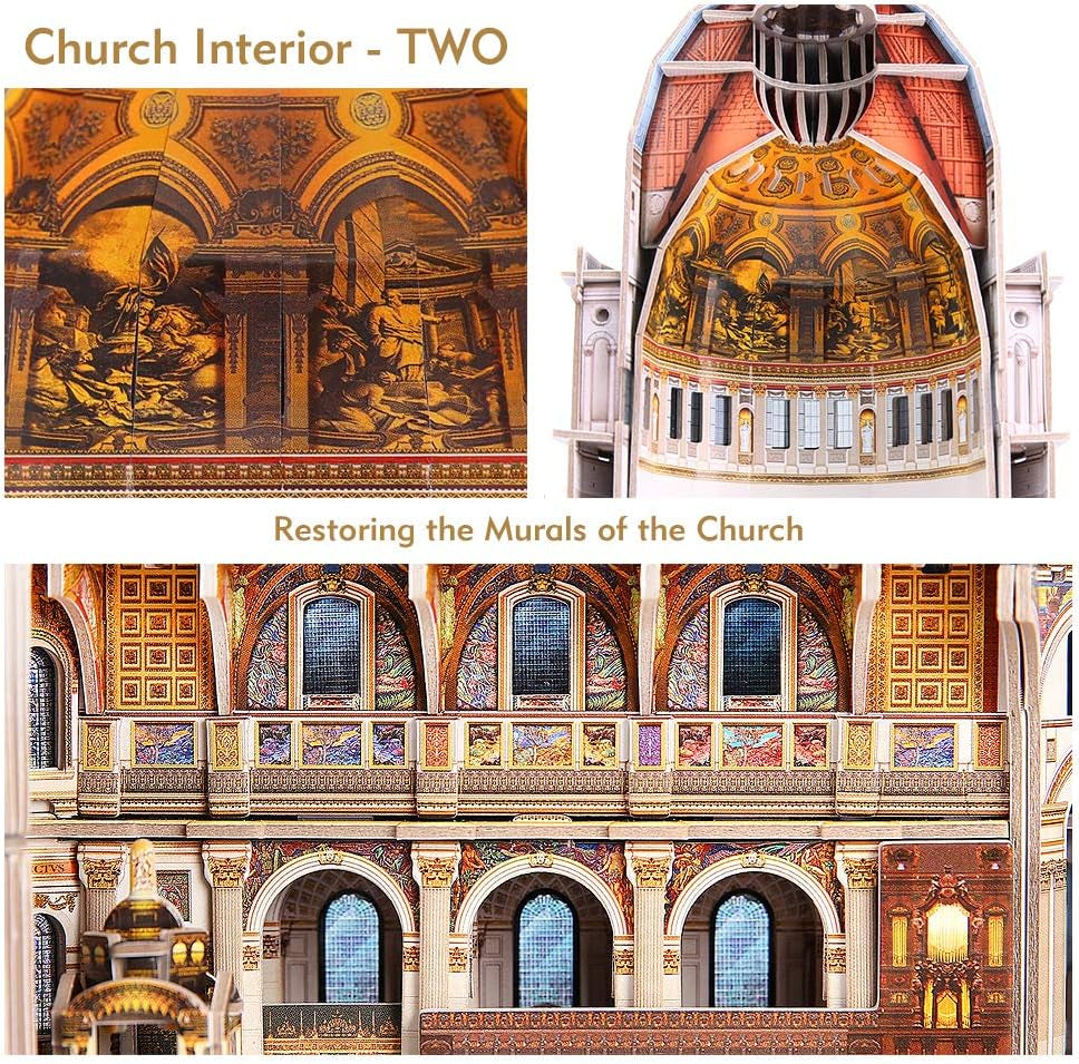 3D Brain Teaser Puzzles for Adults 643 Pieces Large Challenge Britain Architecture Church Building Model Craft Kits Birthday Gift for Adults as Hobby, St.Paul'S Cathedral Gifts for Women Men