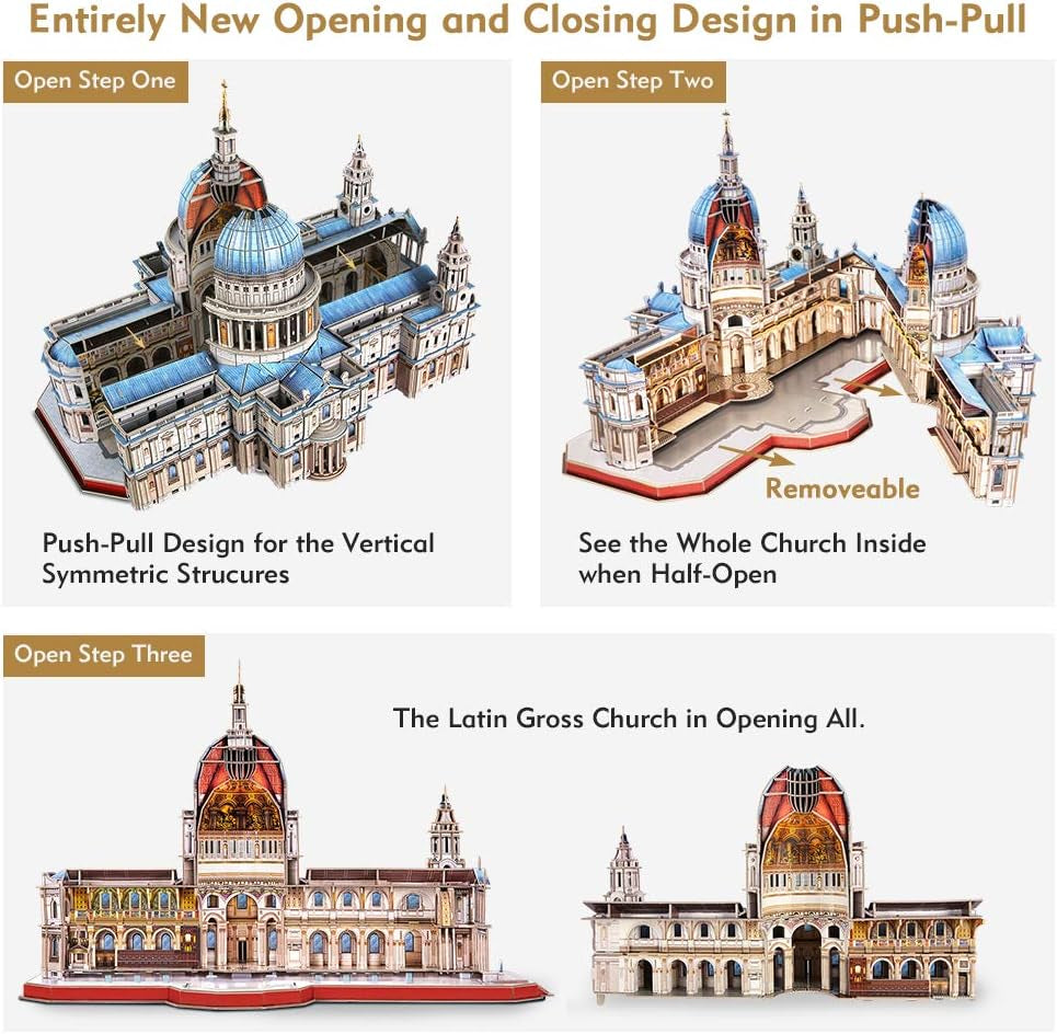 3D Brain Teaser Puzzles for Adults 643 Pieces Large Challenge Britain Architecture Church Building Model Craft Kits Birthday Gift for Adults as Hobby, St.Paul'S Cathedral Gifts for Women Men