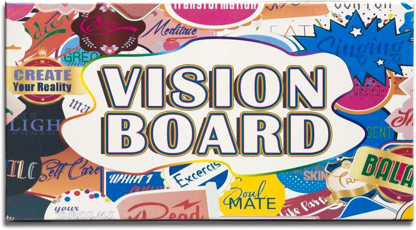 3 in 1 Vision Board: Decorative, Foldable, Dry Erase Vision Board Kit with 200+ Motivational Stickers. 27” X 17” Board to Manifest Your Goals Using Law of Attraction (Zion)