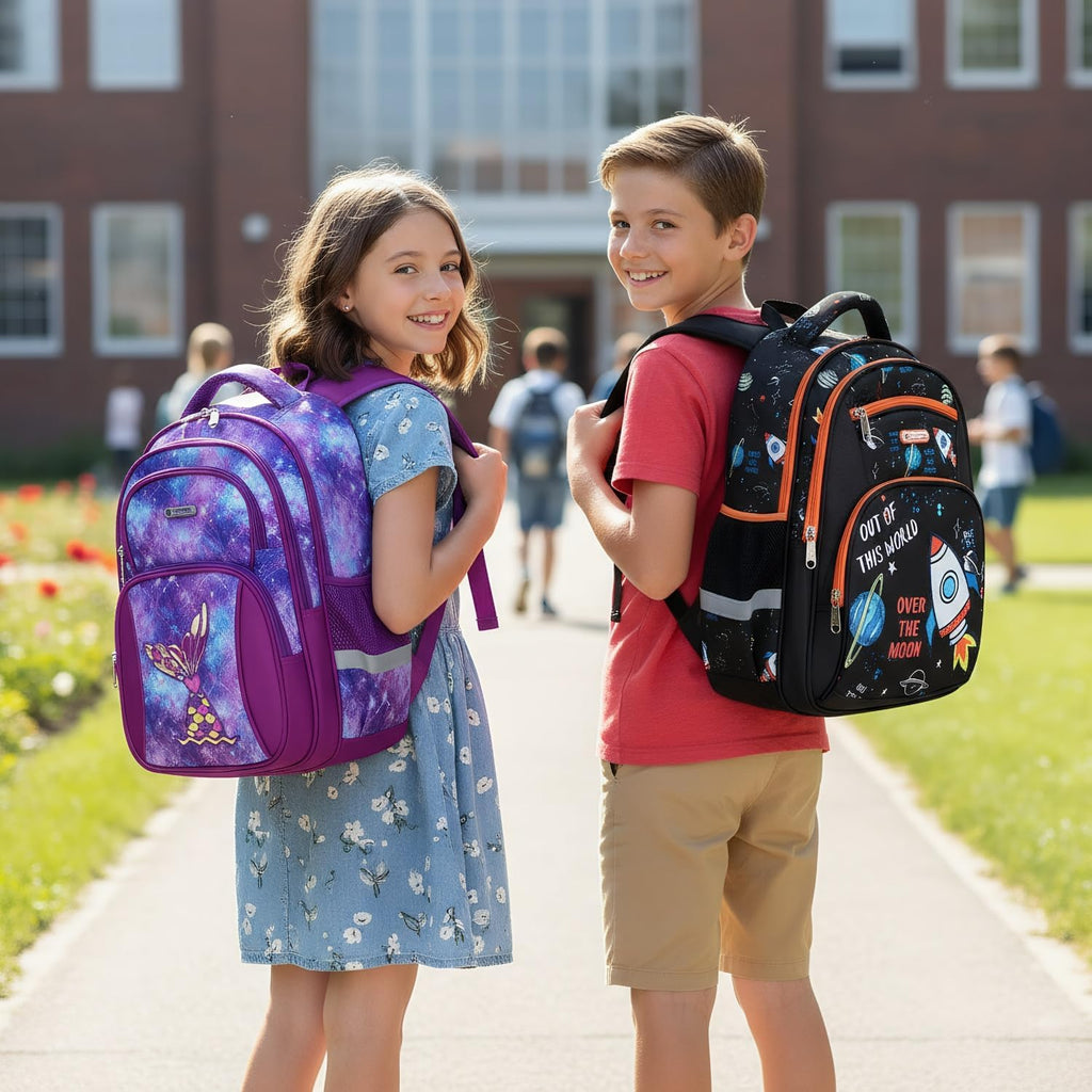 Backpack for Boys Girls School Bookbags,Kindergarten Elementary Middle School Lightweight Waterproof Multifunctional Large Capacity for Backpack (16 Inch Space Fun Prints)