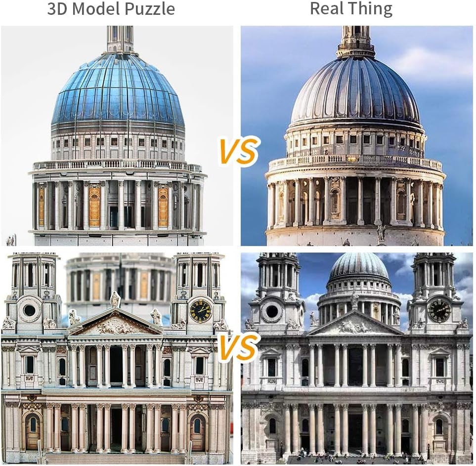 3D Brain Teaser Puzzles for Adults 643 Pieces Large Challenge Britain Architecture Church Building Model Craft Kits Birthday Gift for Adults as Hobby, St.Paul'S Cathedral Gifts for Women Men