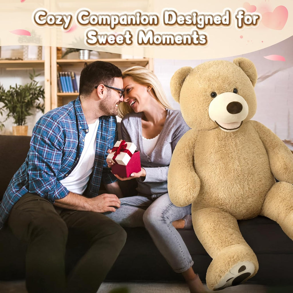 51 Inch Smile Giant Teddy Bear, Large Stuffed Bears with Big Footprints, Big Stuffed Animals Cuddly Plush Gifts for Girlfriends, Boyfriend, Brown