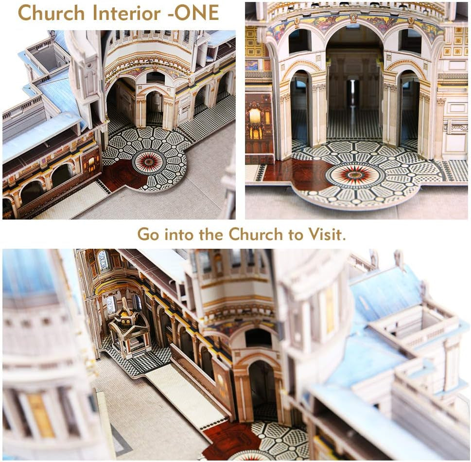 3D Brain Teaser Puzzles for Adults 643 Pieces Large Challenge Britain Architecture Church Building Model Craft Kits Birthday Gift for Adults as Hobby, St.Paul'S Cathedral Gifts for Women Men