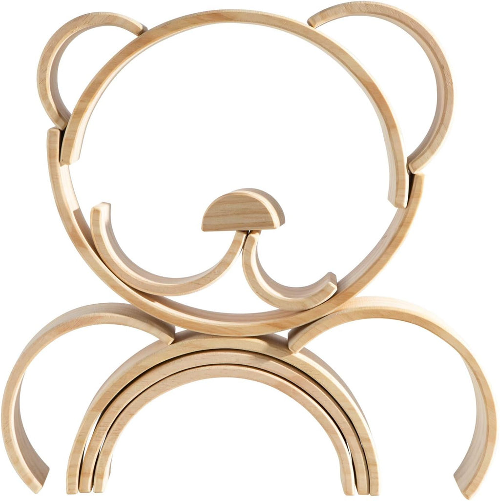 Wooden Rainbow Stacking Toy, 12 Piece Natural Wood Stacker, Extra Large Rainbow Stacking Toy, Nesting Puzzle Building Blocks Educational Toys for Kids Toddlers