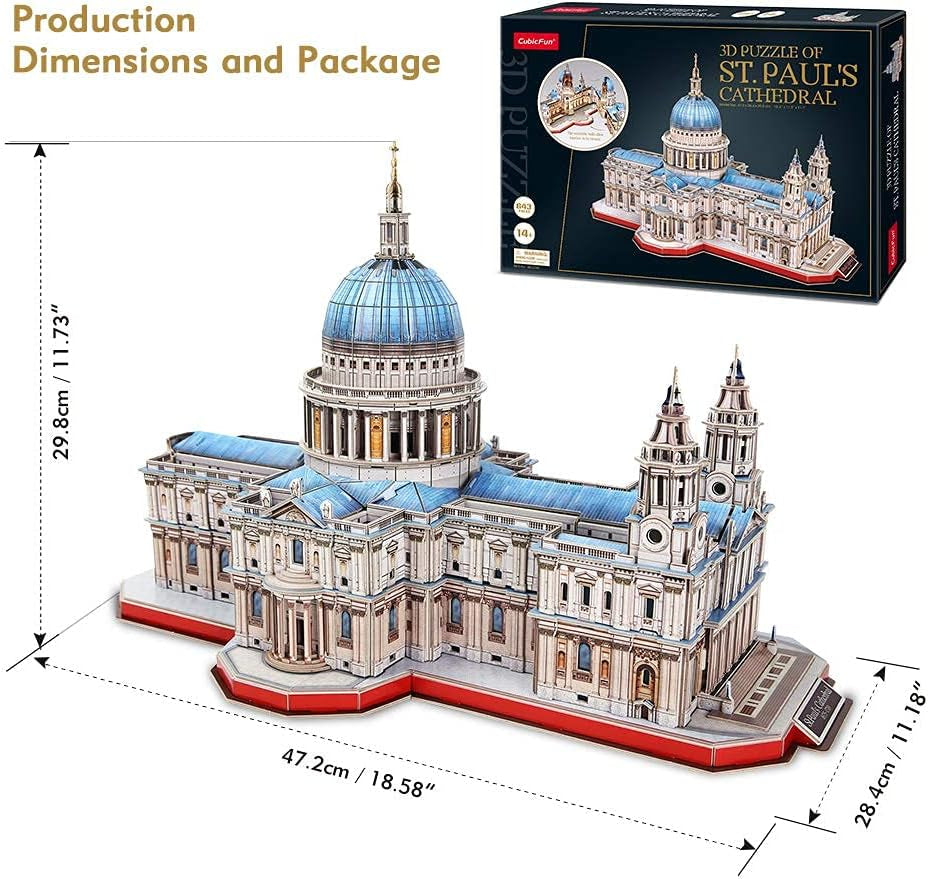 3D Brain Teaser Puzzles for Adults 643 Pieces Large Challenge Britain Architecture Church Building Model Craft Kits Birthday Gift for Adults as Hobby, St.Paul'S Cathedral Gifts for Women Men