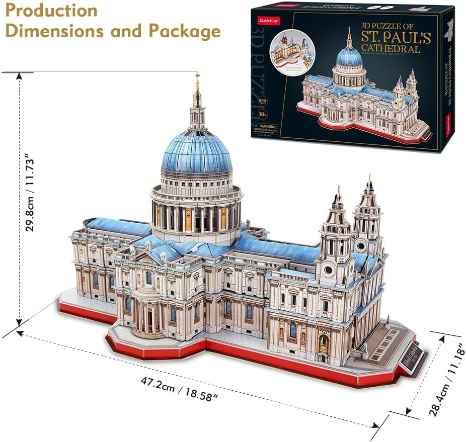 3D Brain Teaser Puzzles for Adults 643 Pieces Large Challenge Britain Architecture Church Building Model Craft Kits Birthday Gift for Adults as Hobby, St.Paul'S Cathedral Gifts for Women Men