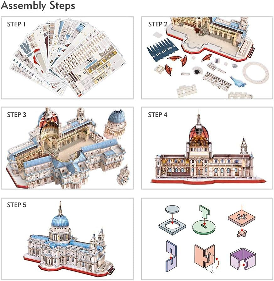 3D Brain Teaser Puzzles for Adults 643 Pieces Large Challenge Britain Architecture Church Building Model Craft Kits Birthday Gift for Adults as Hobby, St.Paul'S Cathedral Gifts for Women Men