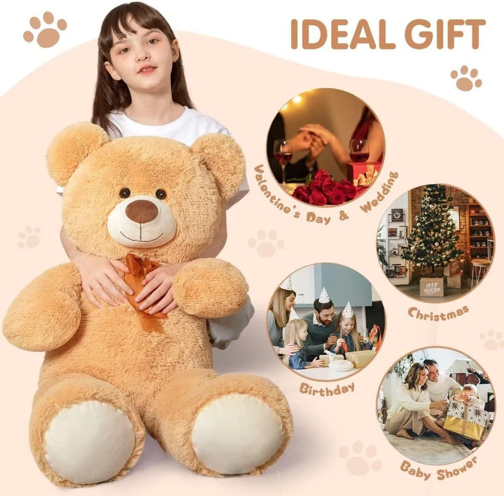 Giant Teddy Bear Stuffed Animal 3Ft,36'' Big Bear for Kid,Large Stuffed Bear for Baby Shower, Teddy Bear for Girlfriend Boyfriend Wife Mom Fiancée Valentine'S Birthday, Tan