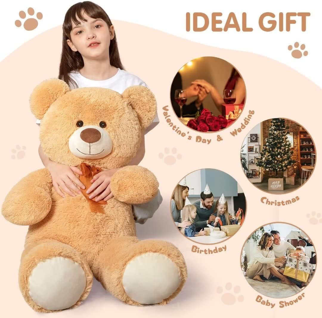 Giant Teddy Bear Stuffed Animal 3Ft,36'' Big Bear for Kid,Large Stuffed Bear for Baby Shower, Teddy Bear for Girlfriend Boyfriend Wife Mom Fiancée Valentine'S Birthday, Tan