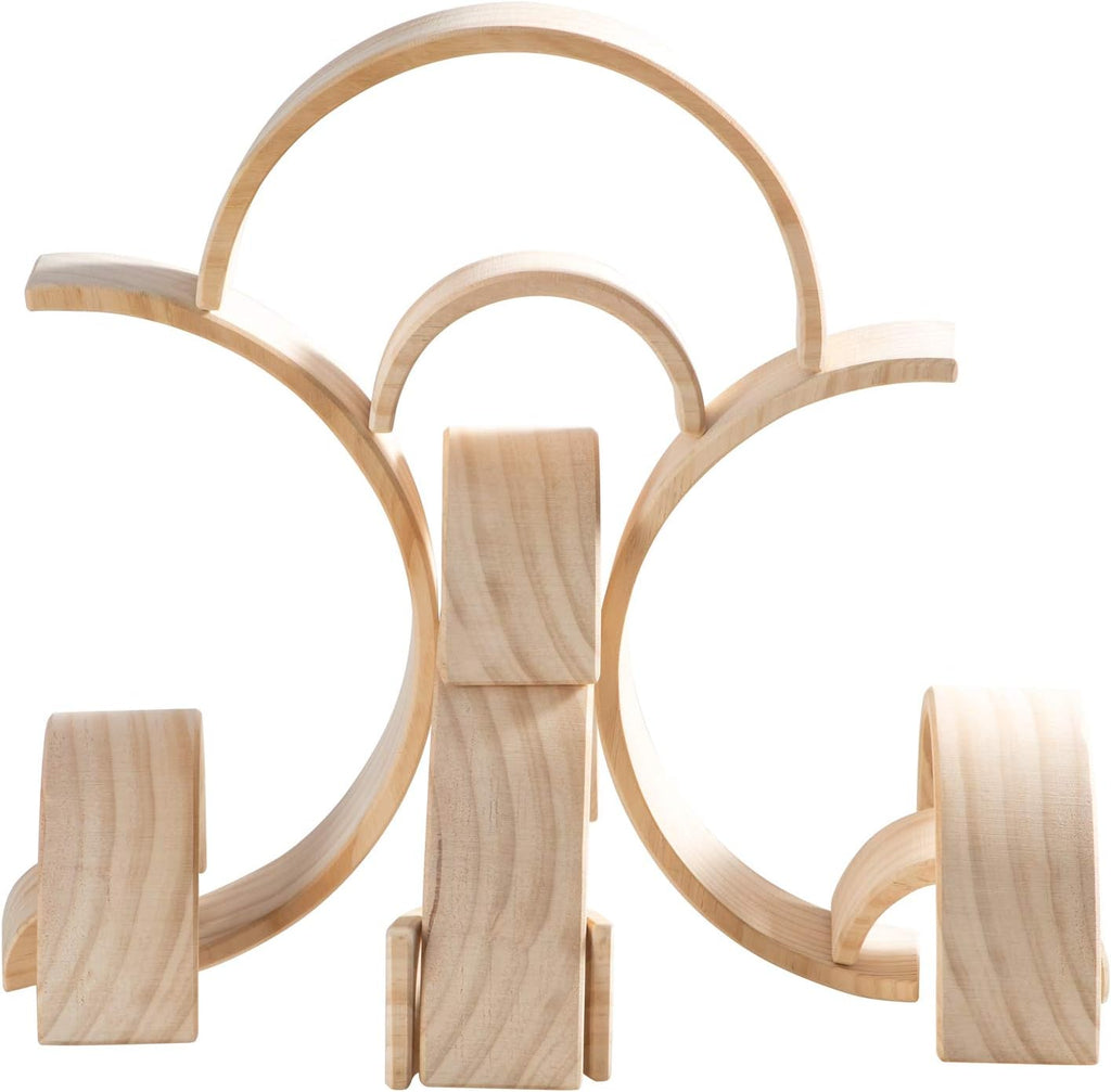 Wooden Rainbow Stacking Toy, 12 Piece Natural Wood Stacker, Extra Large Rainbow Stacking Toy, Nesting Puzzle Building Blocks Educational Toys for Kids Toddlers