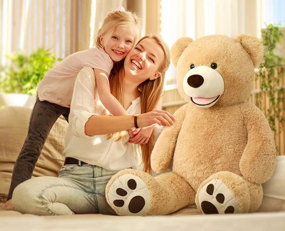 51 Inch Smile Giant Teddy Bear, Large Stuffed Bears with Big Footprints, Big Stuffed Animals Cuddly Plush Gifts for Girlfriends, Boyfriend, Brown
